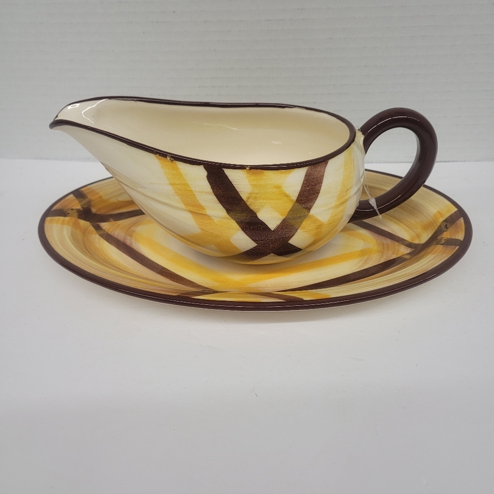 Vintage vernonware plate and gravy boat